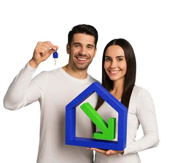 Couple reviewing their new lower mortgage rate